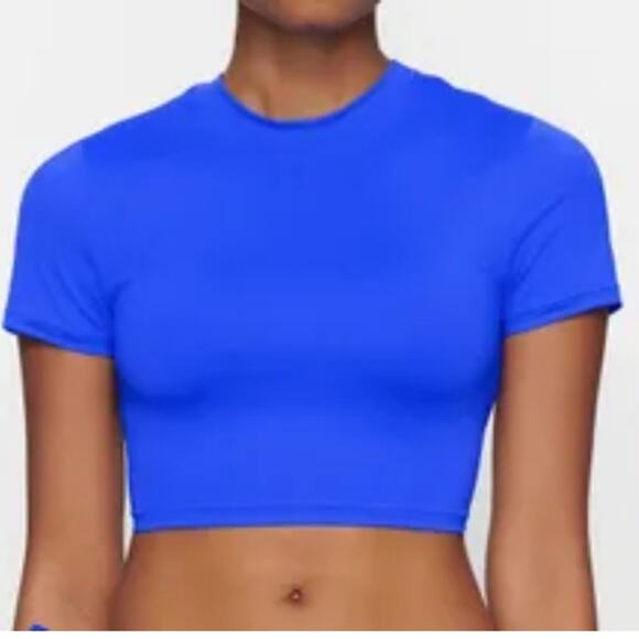 Zara Tops - Zara Royal Blue Smooth Fabric Crop Top